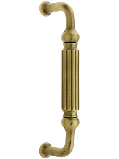 8 inch On Center Solid Brass Fluted Door Pull in Antique Brass.